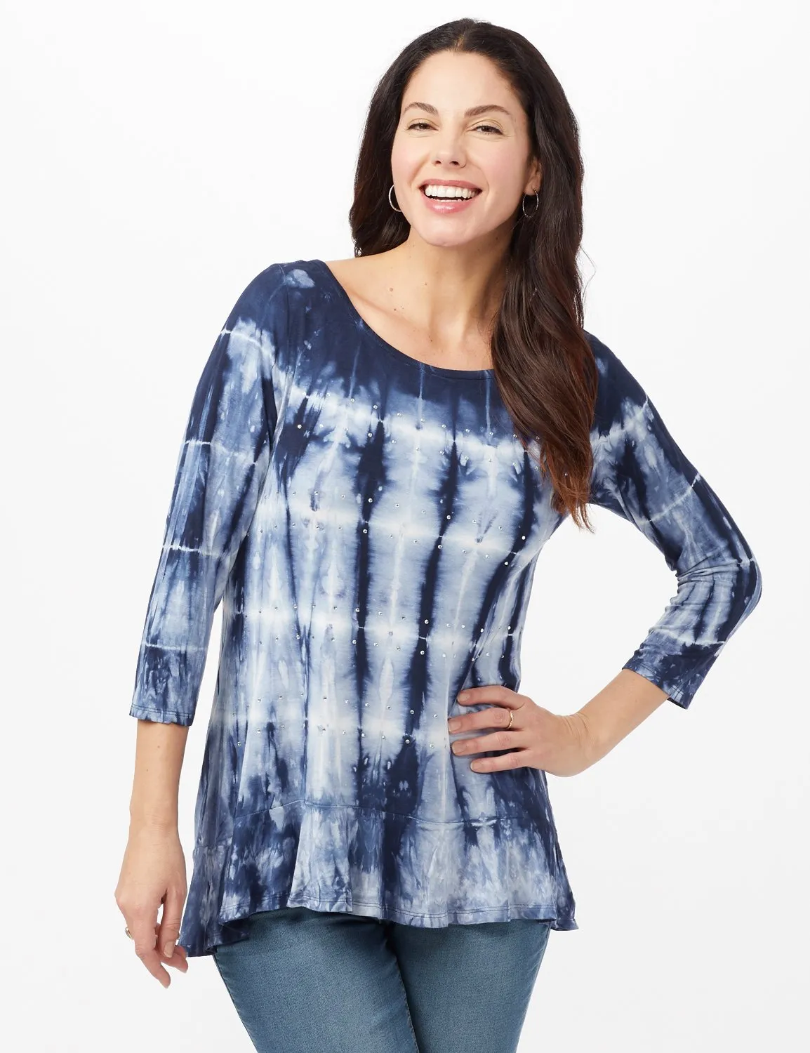 Tie Dye Hi-Lo Hem Knit Top