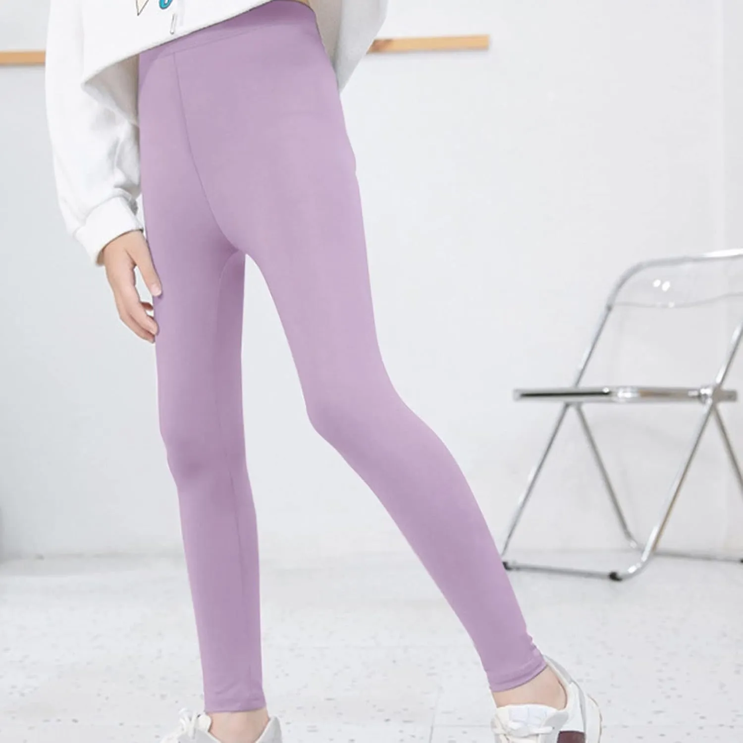 Toddler Little Girls High Waist Leggings for Kids Stretch Athletic Dance Yoga Pants Solid Comfy Leggings Bottoms Clothes