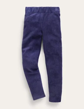 Velour Rib Leggings-Navy