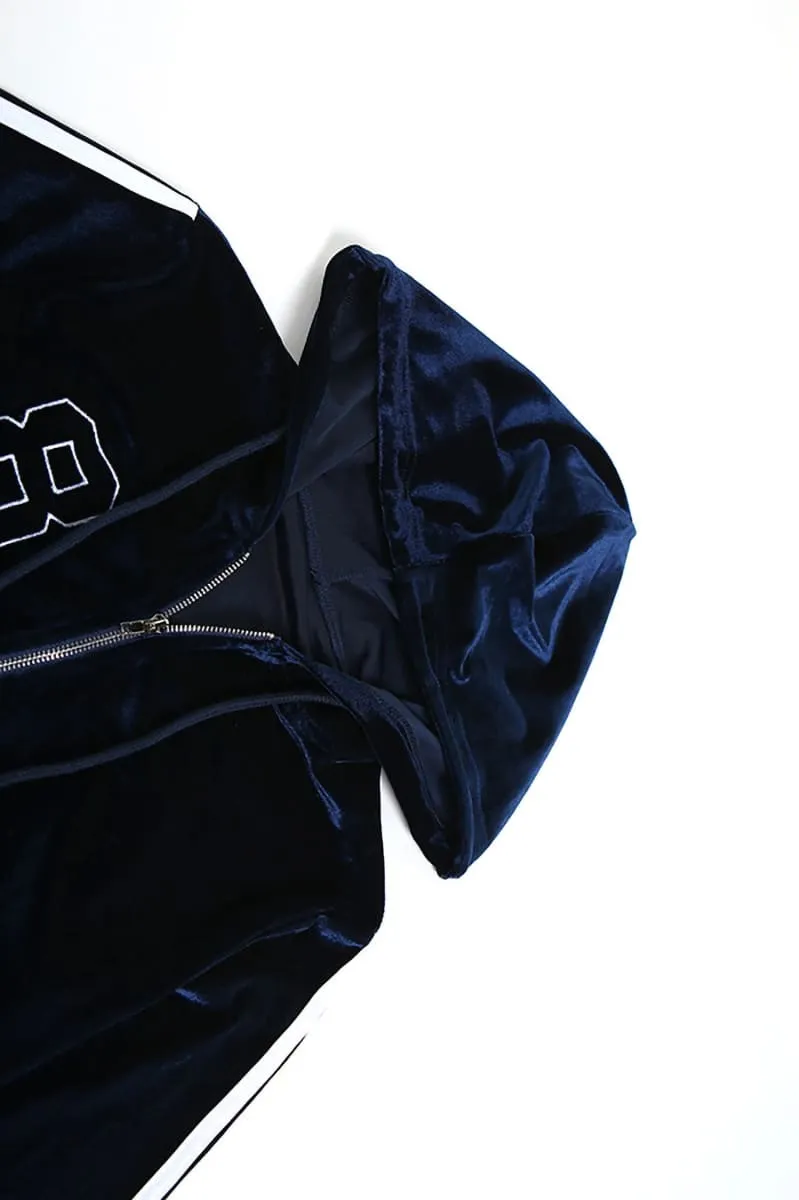 Velvet Zip-Up Hoodie & Short Shorts Set