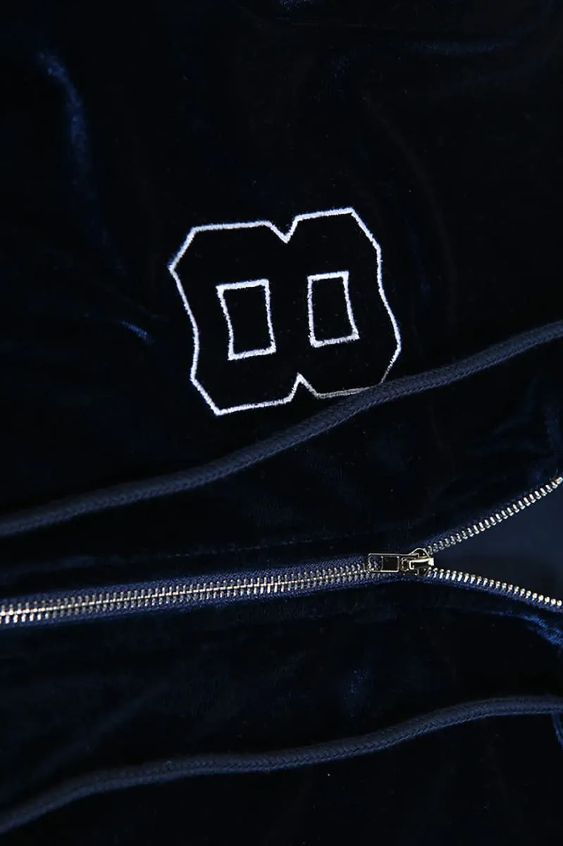 Velvet Zip-Up Hoodie & Short Shorts Set