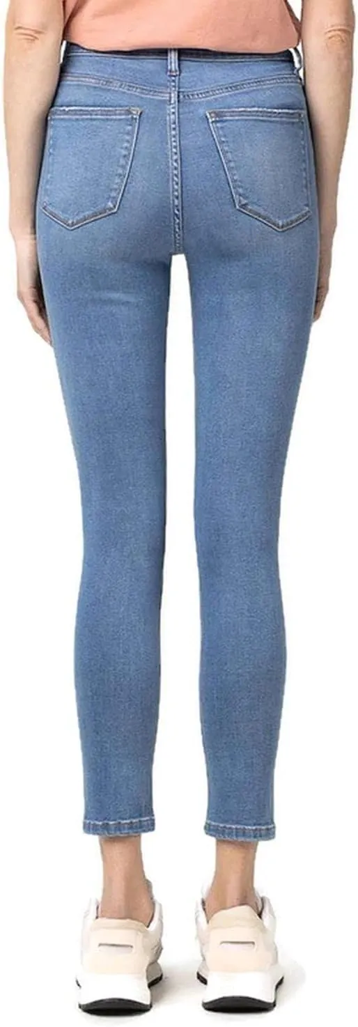 VERVET by Flying Monkey Women's High Rise Soft Blue Stretch Crop Skinny Jeans