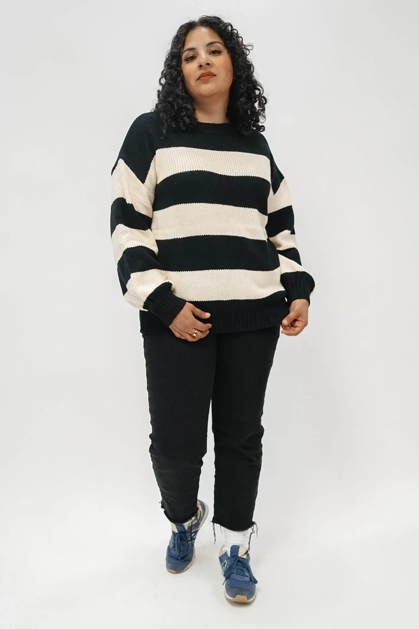 Williams Striped Sweater in Black