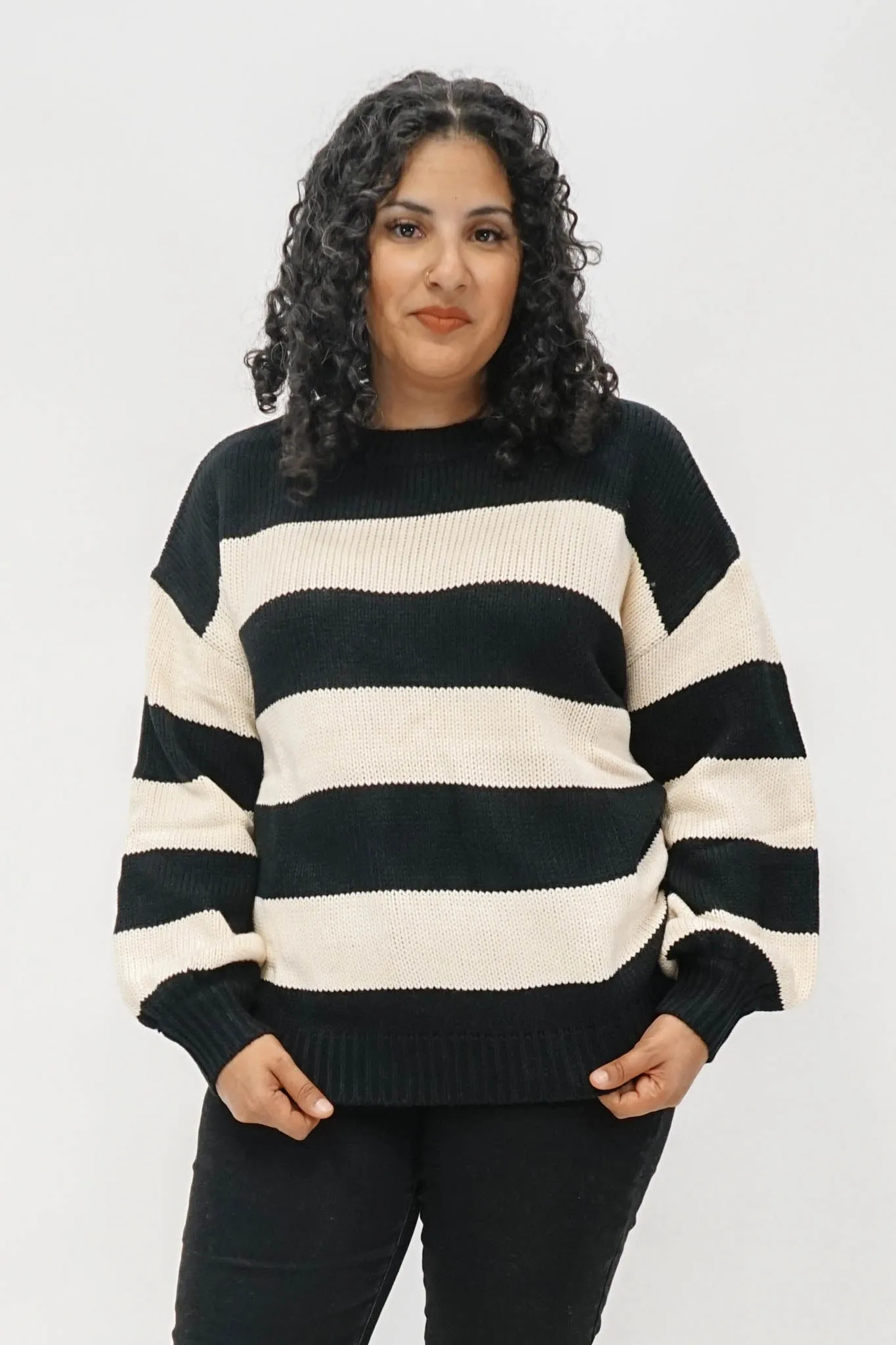 Williams Striped Sweater in Black