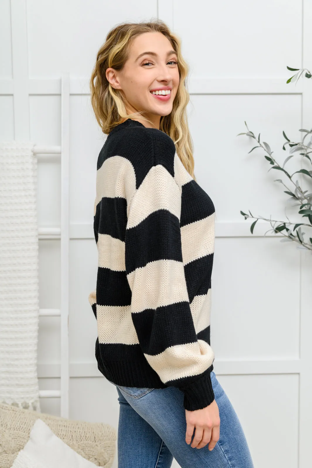 Williams Striped Sweater in Black
