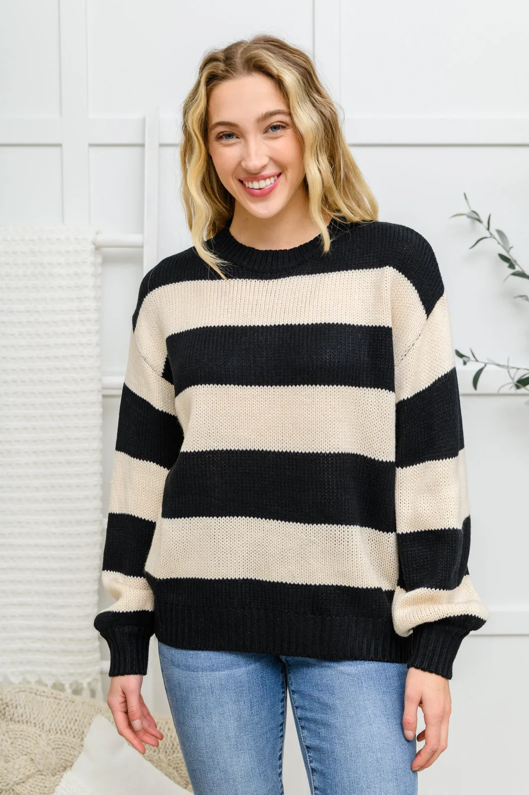 Williams Striped Sweater in Black