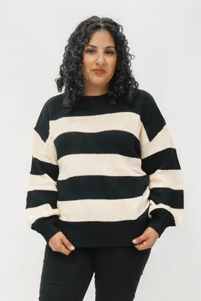 Williams Striped Sweater in Black