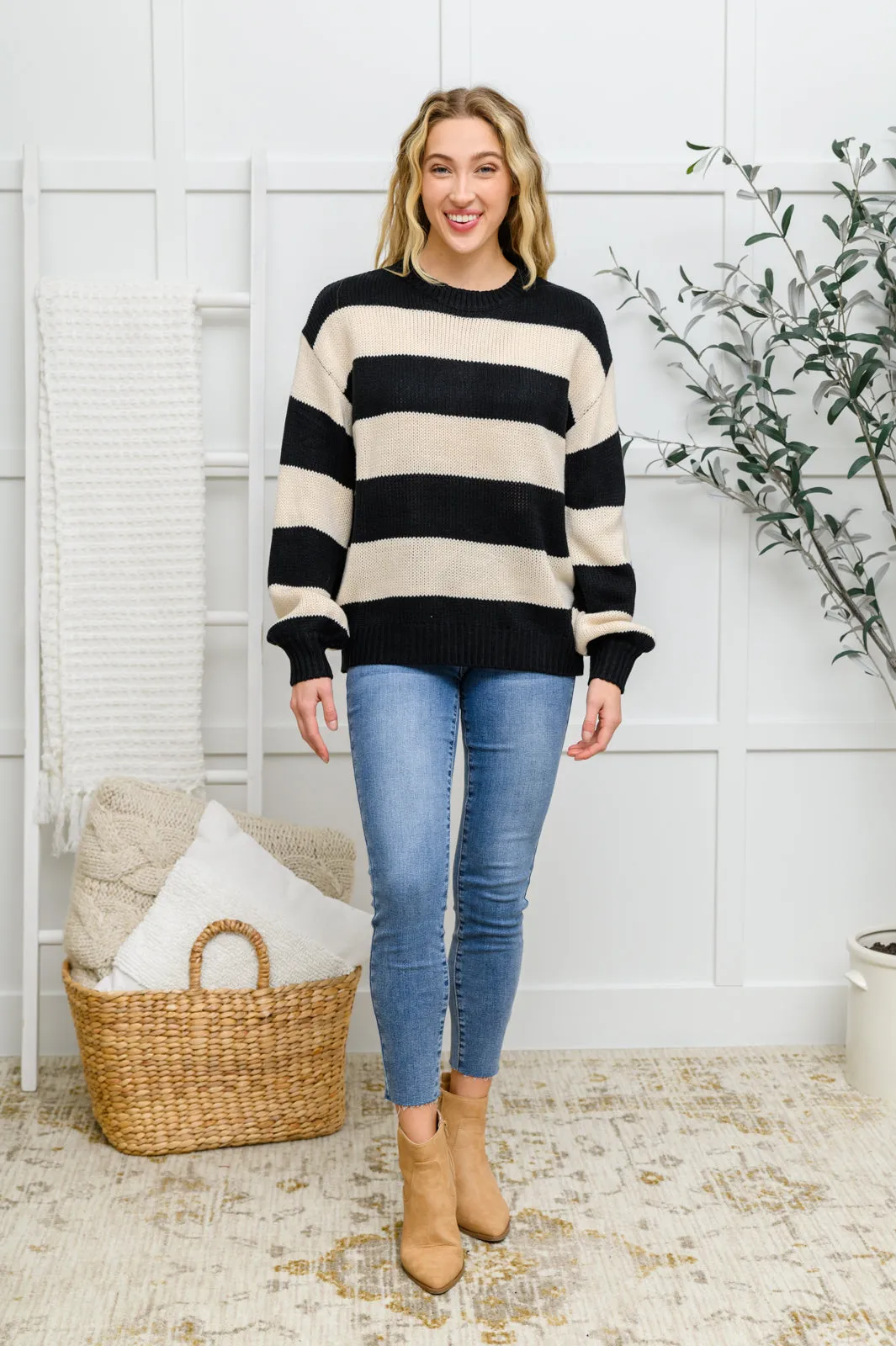 Williams Striped Sweater in Black