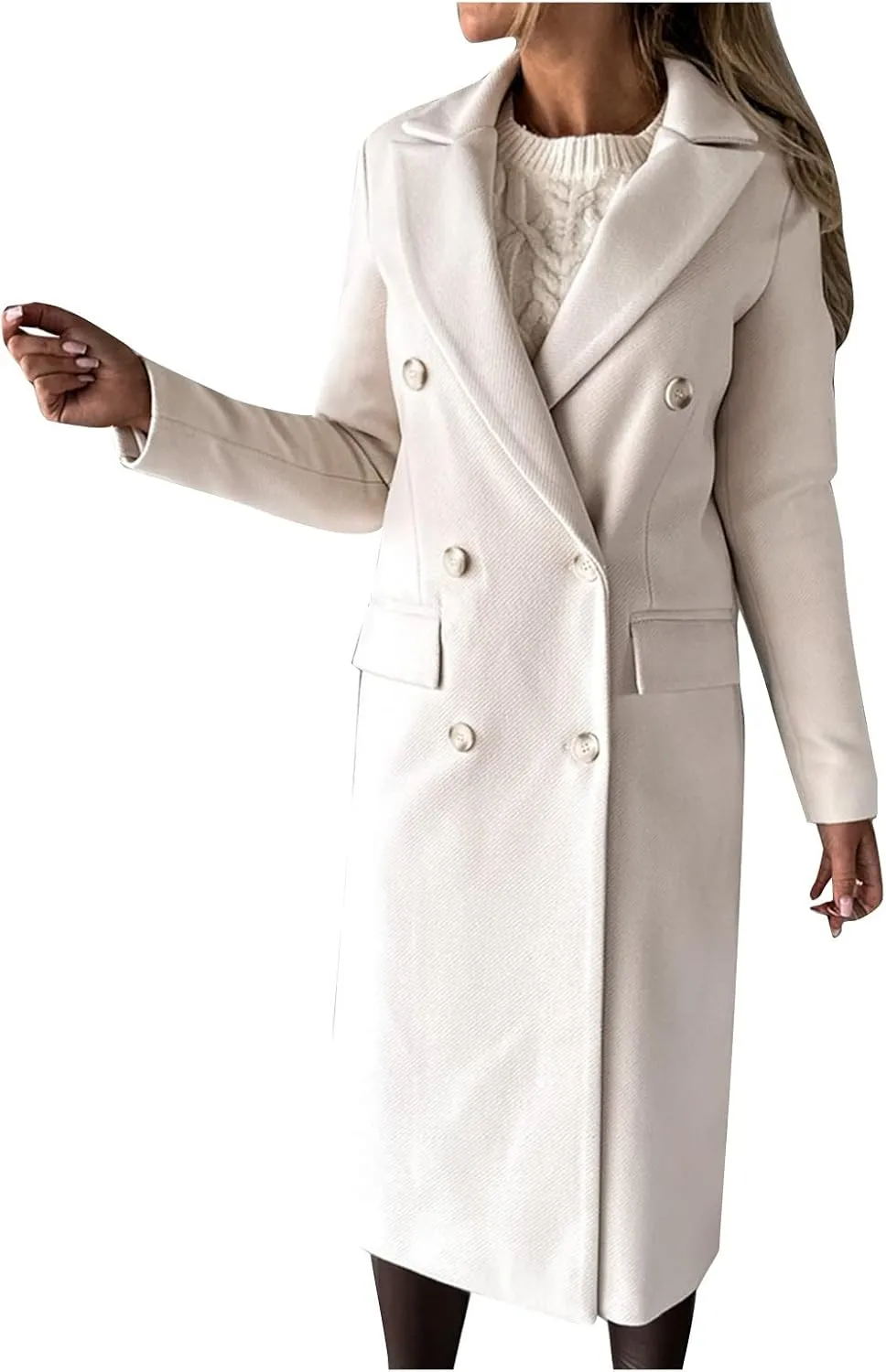 Winter Coat for Women Double Breasted Long Trench Coats Elegant Trendy Slim Fit Jackets Windbreaker Outerwear