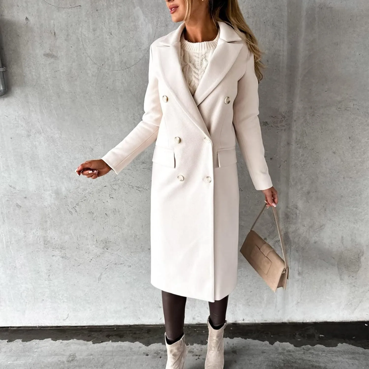 Winter Coat for Women Double Breasted Long Trench Coats Elegant Trendy Slim Fit Jackets Windbreaker Outerwear