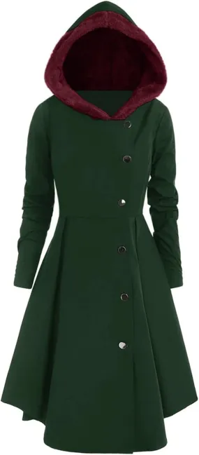 Womens Fashion Elegant Long Trench Coat Plus Size Asymmetric Pleated Skirt Jacket Casual Slim Single Breasted Overcoat