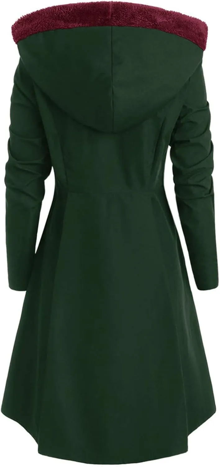 Womens Fashion Elegant Long Trench Coat Plus Size Asymmetric Pleated Skirt Jacket Casual Slim Single Breasted Overcoat