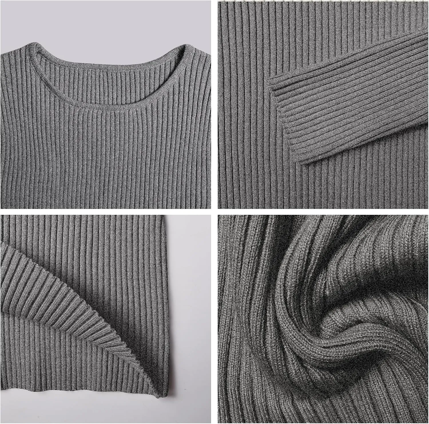 Womens Sweaters Pullover Long Sleeve Crewneck Shirts Ribbed Knit Sweater Slim Fitted Casual Jumper Tops