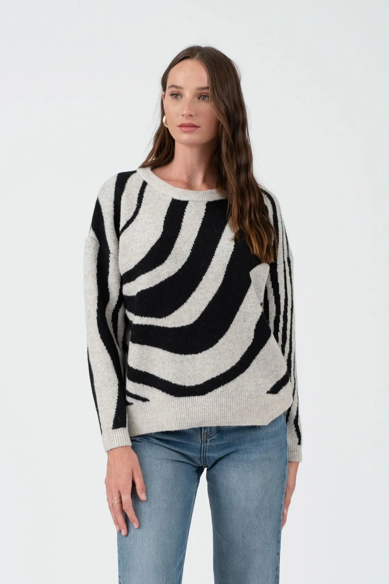 ZEBRA PRINT LONG SLEEVE SWEATER